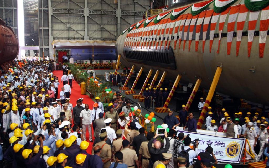 INS_Kalvari_at_the_Mazagon_Dock_Limited_on_the_day_of_her_undocking_(2)