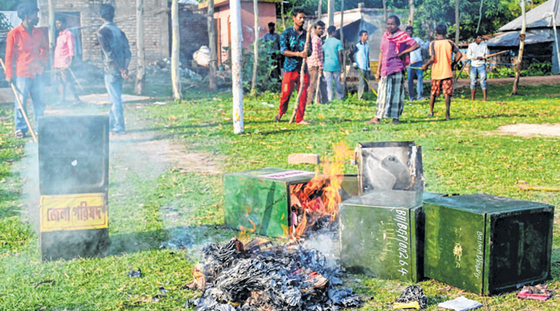 Ballot box turned into puffed rice container in Cooch Behar