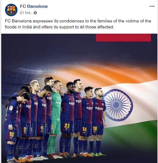 FC Barcelona stands by Kerala flood victims