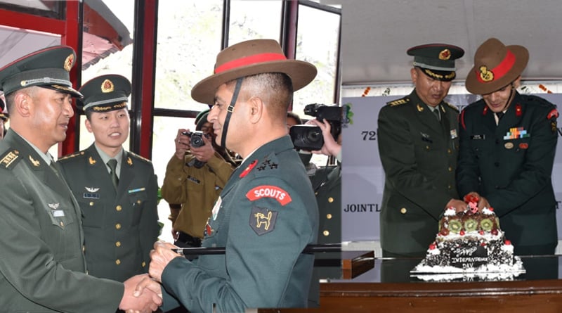 Chinese army officials join Independence Day celebration at Nathula pass border