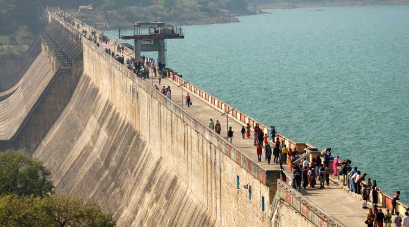 Irrigation department in bog over dam replica in Birbhum