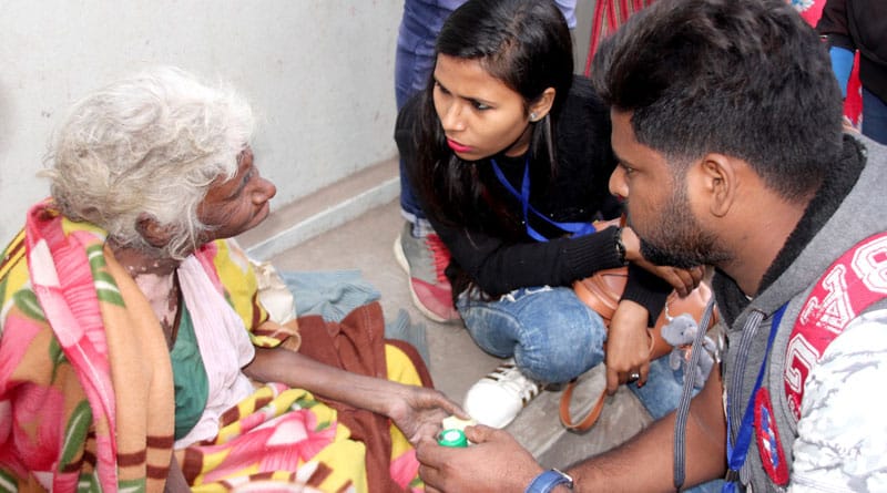 Old woman rescued from road