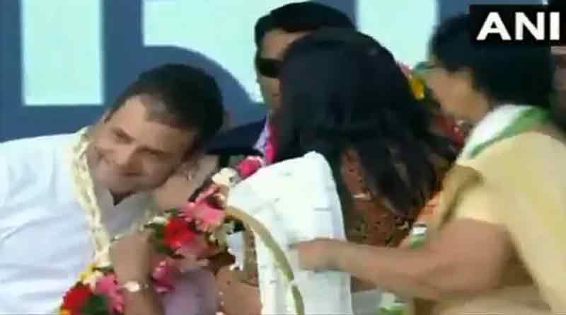 Rahul Gandhi Kissed By Woman 