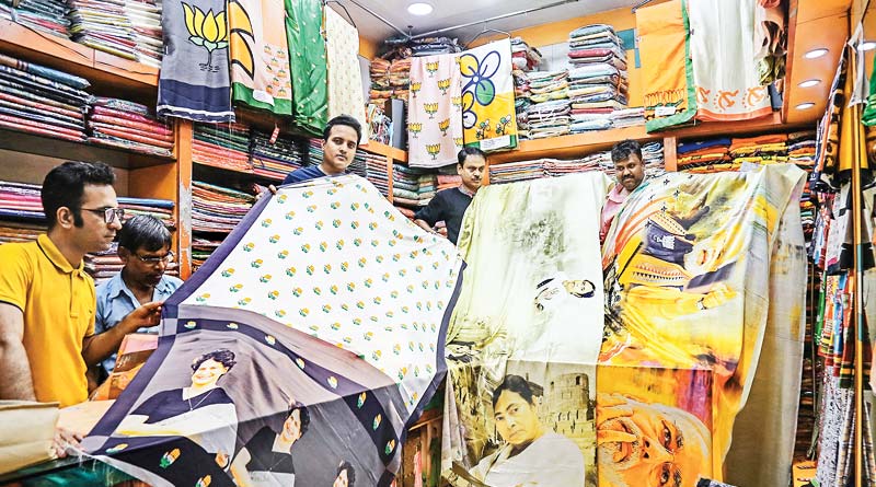 Before Lok Sabha Poll Modi, Mamata Saree sell high