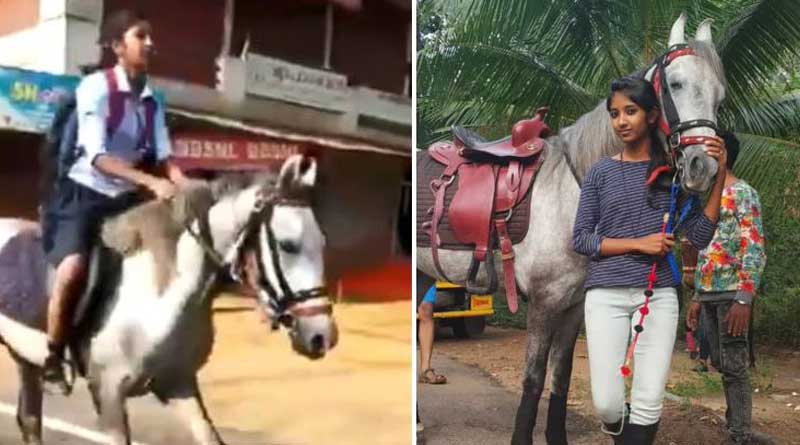 Video of a girl student riding on horse to reach exam hall goes viral