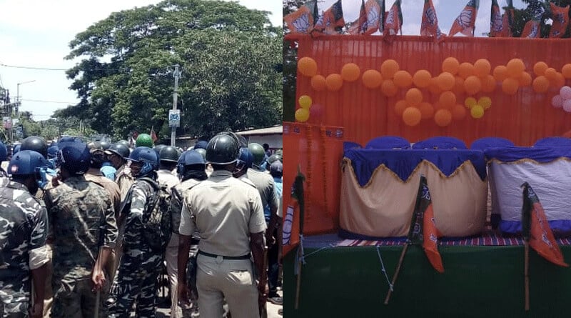 BJP leader Bharati Ghosh's convoy stopped by Police in Khejuri
