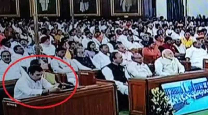 President Kovind addresses Parliament Rahul busy browsing phone