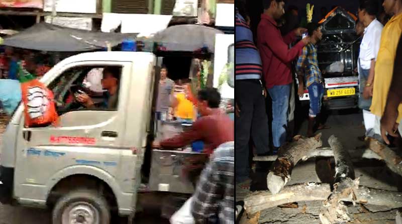 Clash between police and bjp leader near Minakha police station