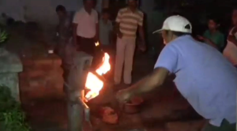 Tubewell spews fire at Purulia. Fire department probe in the matter