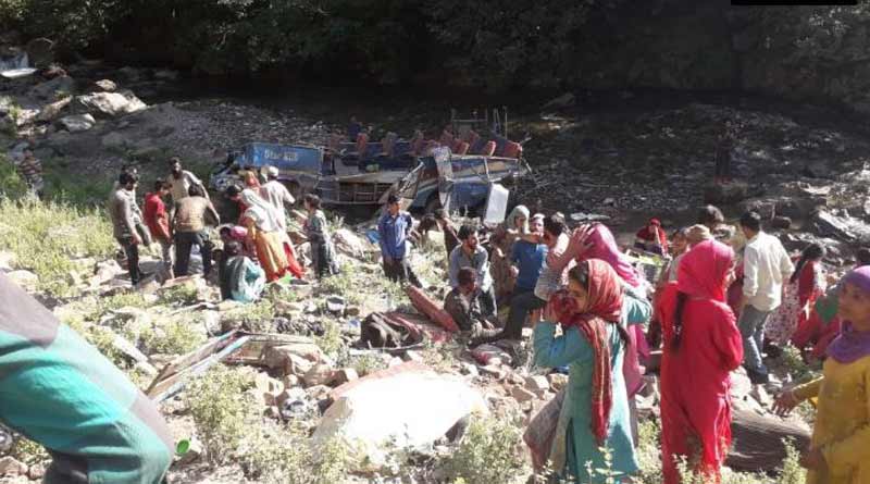 At least 24 people died after a bus fell into a deep gorge in Kishtwar