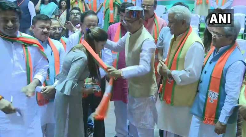 Haryanvi singer and dancer Sapna Choudhary joins BJP in Delhi.