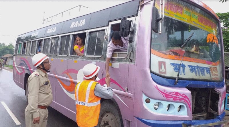 A traffic rule breaker punished by Purba Bardhaman district police