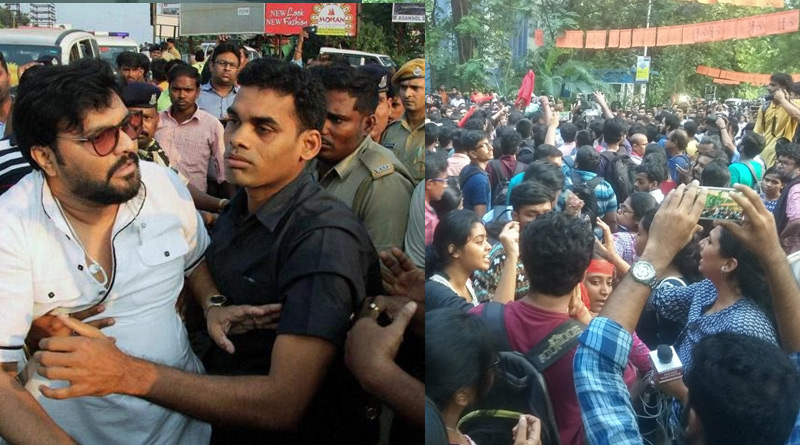 Union Minister Babul Supriyo faces protest at Jadavpur University