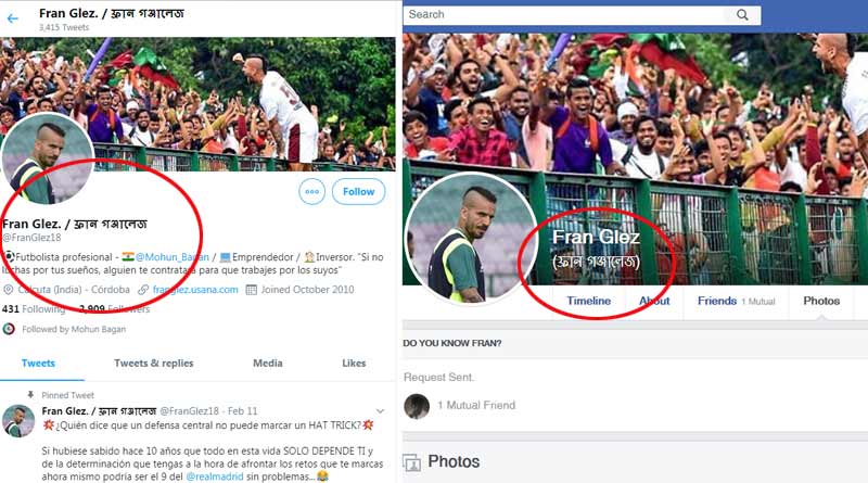 Fran Gonzalez changed his name into Bengali in social media