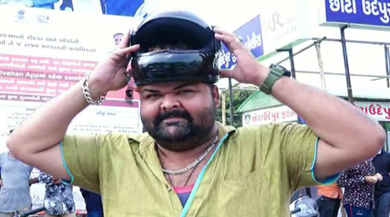 This Gujarat man finds no helmet matching his size