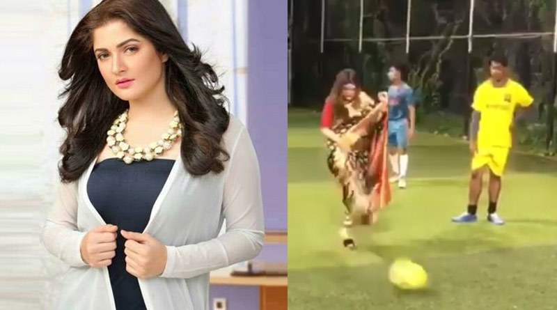 Tollywood actress Srabanti Chatterjee plays football