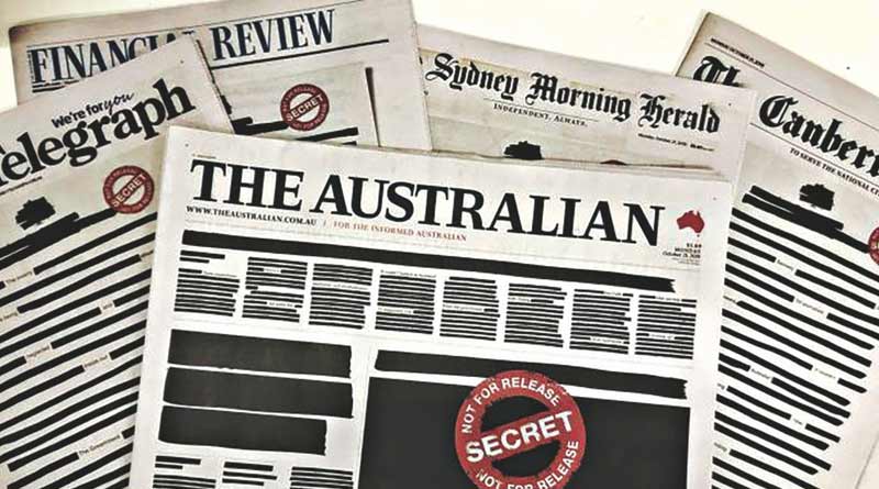 Australian newspapers black out front page protesting secrecy law