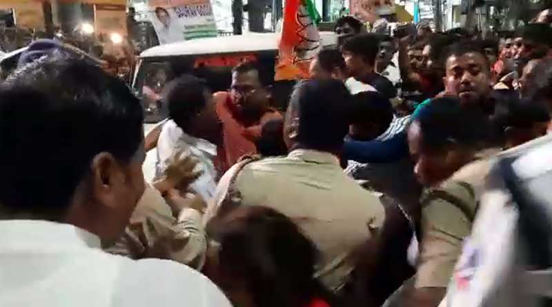 Clash broke out between TMC worker and police in Siliguri