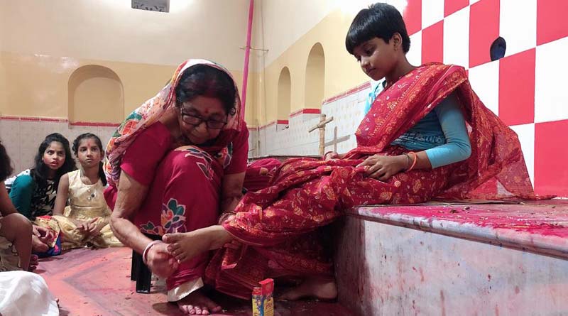 Kumari Pujo by Jhalda's Chatterjee family on Bijoya Dashami
