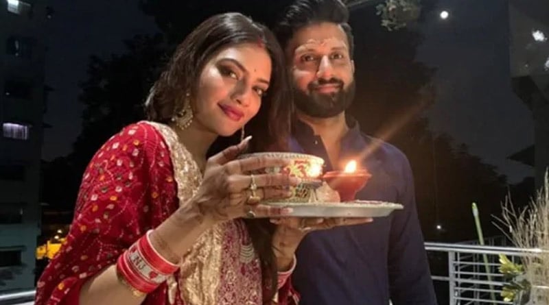 Actress and MP Nusrat Jahan celebrates Karwa Chauth