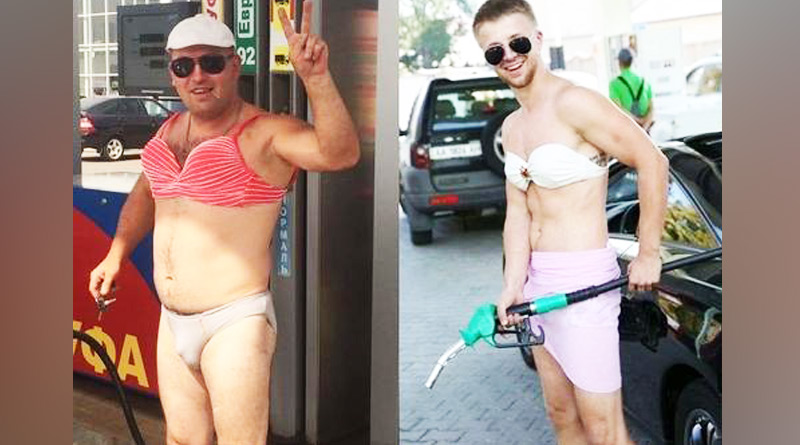 Russian petrol pump offered free fuel to people wearing bikini