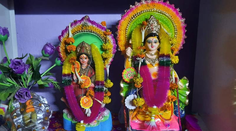 Lakshmi worshiped with Kartik in Kartik Puja at Purba Bardhaman