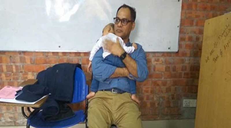 Candidates appear for exam, cops look-after baby in Bangladesh
