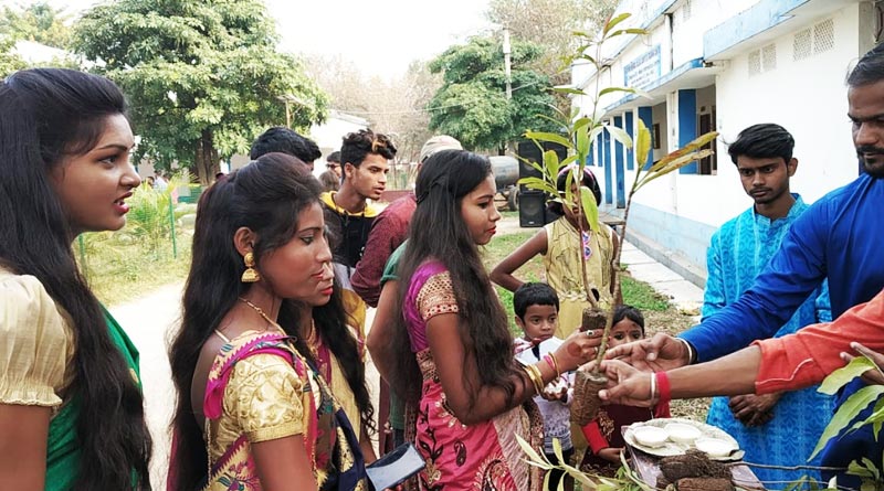 Saplings distribution on the occasion of Saraswati Pujo