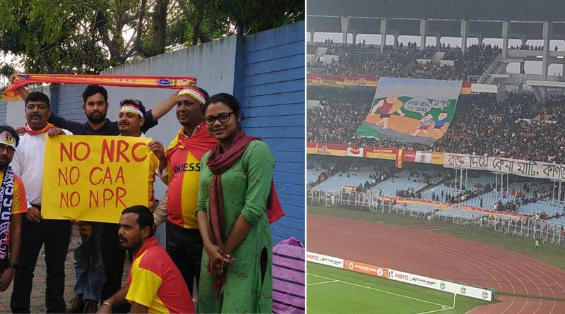 Anti NRC posters in Kolkata Derby match sparks row