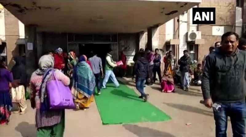 Carpet laid out at Kota Hospital ahead of the visit of Health Minister