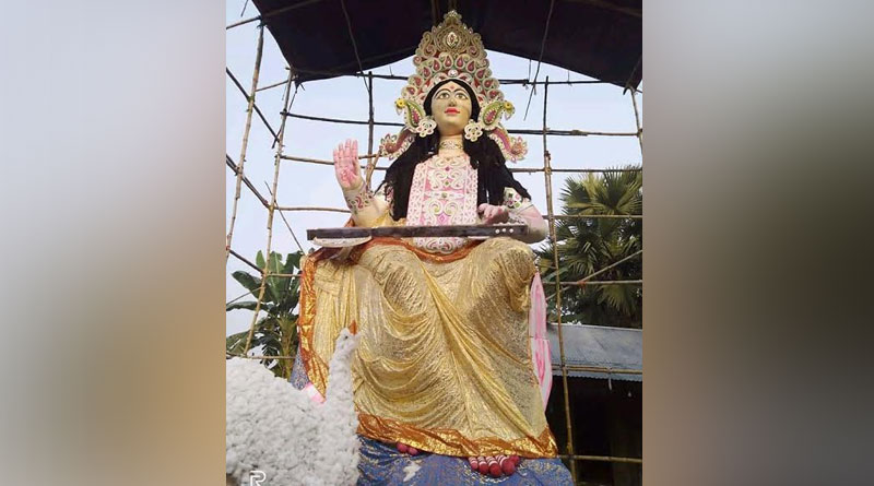 Forty feet Saraswati Idol in Tehatta of Nadia district