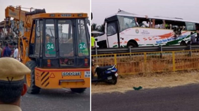 16 people feared dead in a collision between a Kerala State Road Transport Corporation bus & a truck