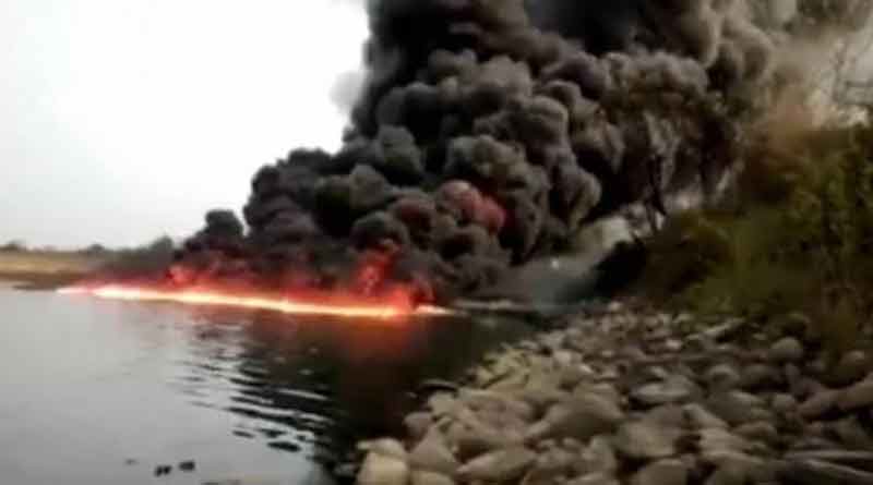 River catches fire in Assam's Dibrugarh district after blast