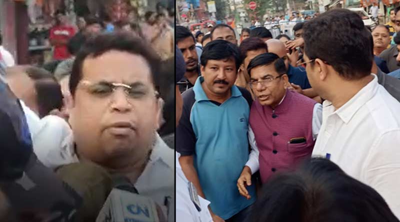Clash broke out betwee Police and BJP MP and worker in behala