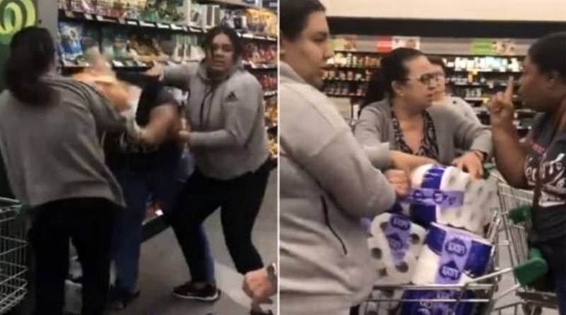 Amid Coronavirus fears women fight over toilet paper in Australia