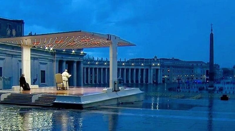 Pope Francis praying to empty St. Peter's Square amid the coronavirus