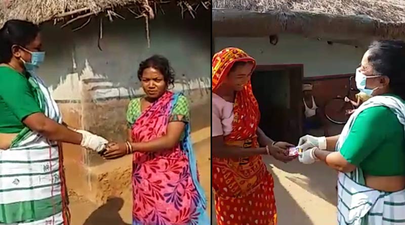 Minister Sandhyarani Tudu campaigns for Corona awarness in the tribal villages