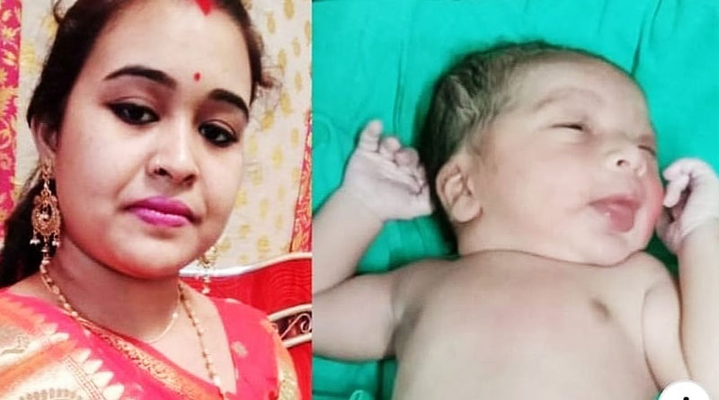A woman gives birth a child in auto in Kasba area on wednesday