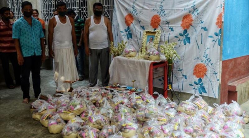Son and daughter donated money of their mother's death anniversary