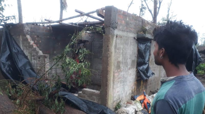 Super cyclone Amphan is caused to damaged a house in Bakkhali