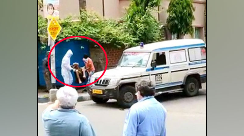 A patient dropped midway on road from ambulance on thursday