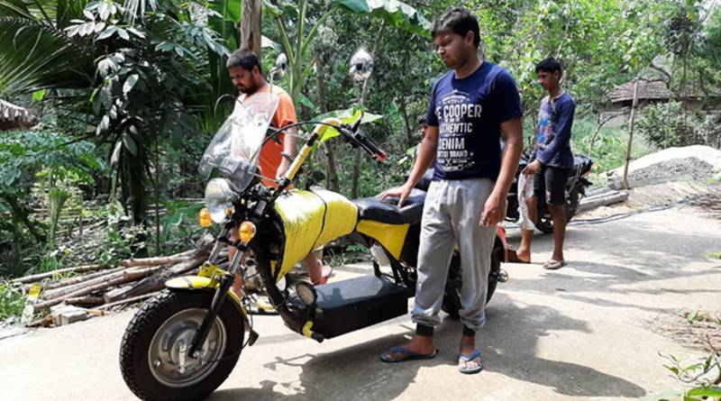 A young man from Dantan made an electric motorcycle