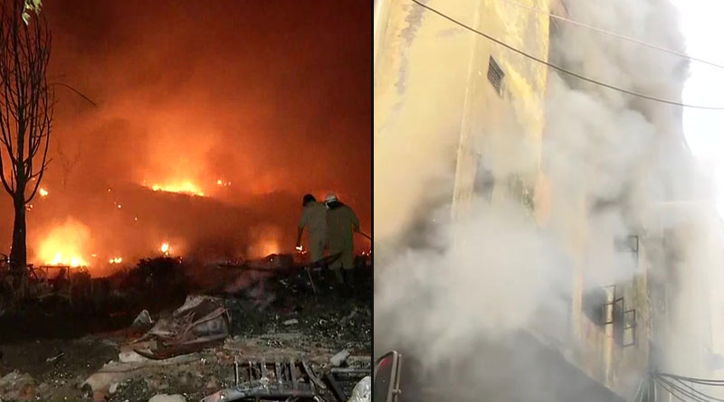 Massive fire breaks out at Delhi slum and at a footwear factory