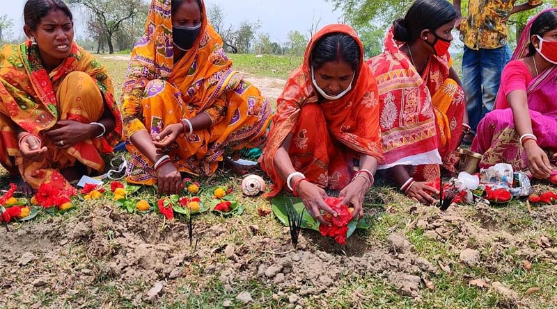 Some woman performs corona puja in South 24 pargana
