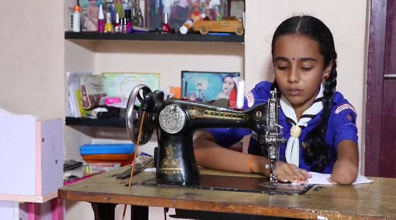 10-year old differently-abled girl stitched face masks for students