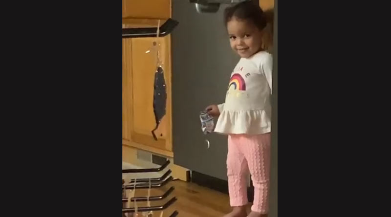 Girl pretending to be asleep when her grandma caught her stealing snacks