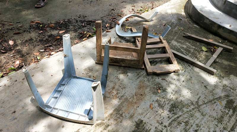 A school allgedly vandaliesd by BJP workers on independence day