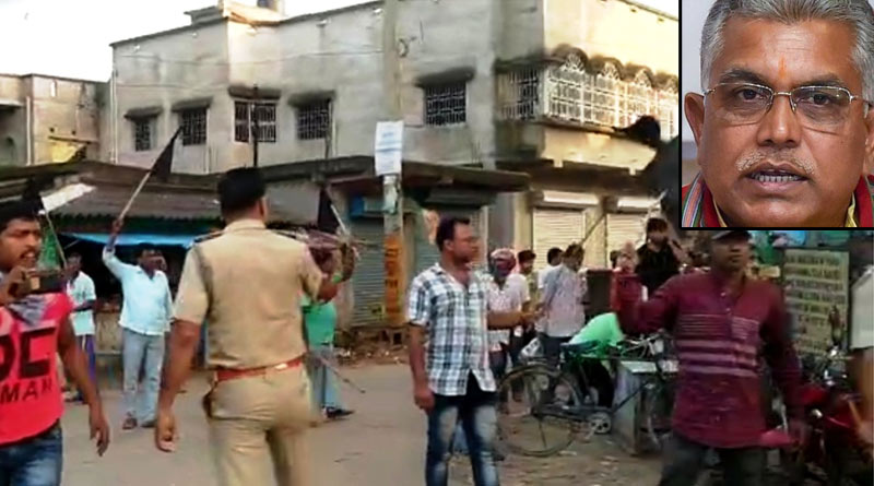 TMC accussed to attack on Dilip Ghosh's convoy at Jamalpur, shown black flag