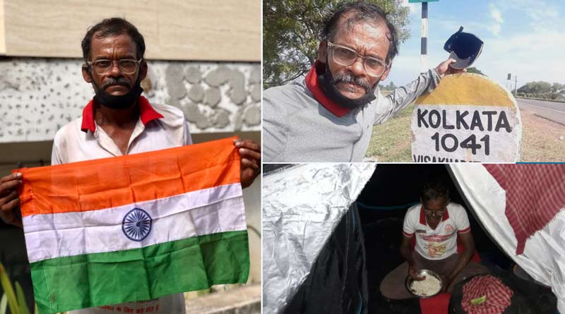 Bangla News of Innovative initiative in Corona Virus awareness, Bengal man’s Travels whole India on foot | Sangbad Pratidin