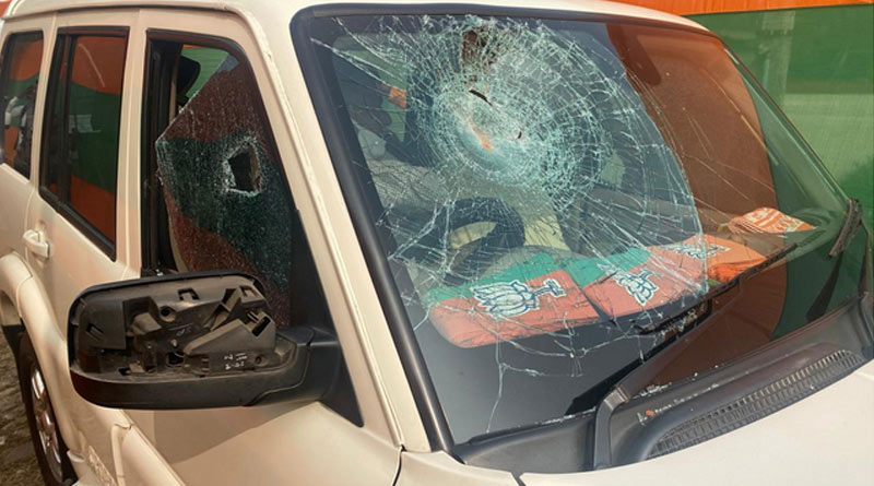 Bangla news: jp nadda's convoy allegedly attack by TMC in south 24 pargana । Sangbad Pratidin